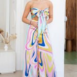 satin convertible halter neck and wide pants jumpsuit in mint