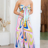 satin convertible halter neck and wide pants jumpsuit in mint