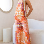 loose fit strapless tube with wide leg linen jumpsuit