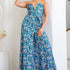 v neck tube top and wide leg pants jumpsuit in blue