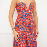 Strapless Deep V Bustier Style Wide Leg Jumpsuit