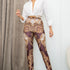 leggings style bell bottom high waist pants with side slits