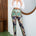 leggings style bell bottom high waist pants with side slits