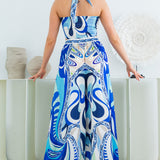 Convertible Scarf Crop Top & Wide Pants Set