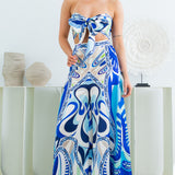 Convertible Scarf Crop Top & Wide Pants Set