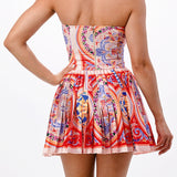 Lace Up Corset & Pleats Skirt Set