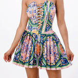 corset top and pleats skirt set 