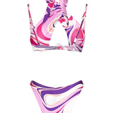 Cutout Halter Bikini Swimsuit 3 Piece Set