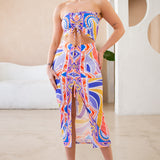 DRAPE SUMMER TUBE TOP AND SKIRT SET