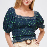 Puff Sleeve Smocked Top