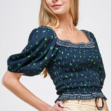 Puff Sleeve Smocked Top