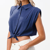 Shoulder Pad Linen Shirt