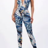 V NECK TUBE TOP WITH LEGGINGS SET IN BLUE 