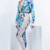 Jewelry Printed Blouse & Legging Set