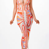 V NECK CORSET TUBE TOP AND DRAPE SKIRT WITH FRONT SLIT SET 