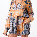 oversized long sleeve button down shirt and short pants set